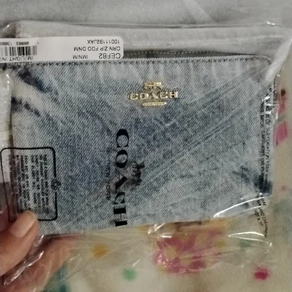 COACH Denim Rowan With Charms And Denim Wristlet With Charms SET - Picture 2 of 3